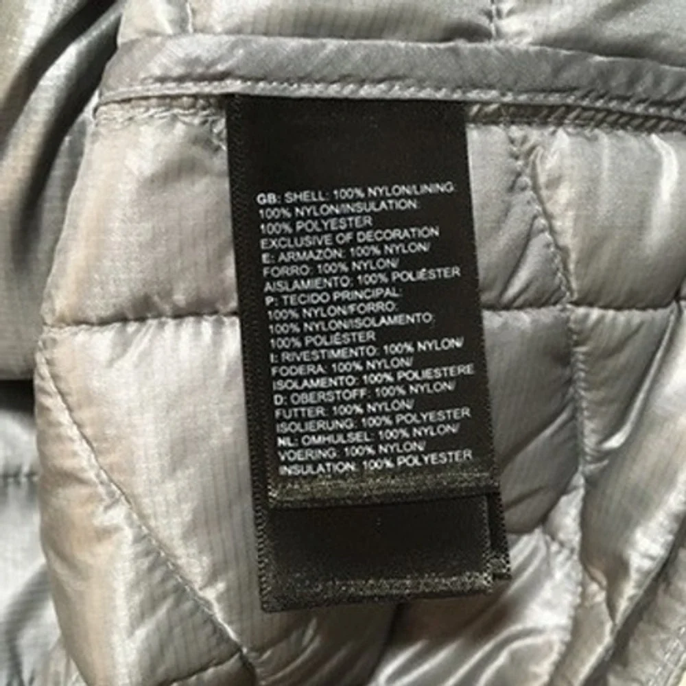 The North Face ThermoBall Puffer Vest Mens M Silver Outdoor Hiking Eco Insulated